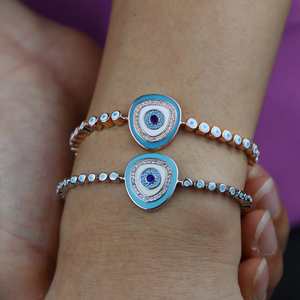 Sconto promozione luce blu smalto moda a buon mercato ottone malvagio unico occhio <span class=keywords><strong>rosa</strong></span> <span class=keywords><strong>oro</strong></span> <span class=keywords><strong>bracciale</strong></span> - Product Image 6