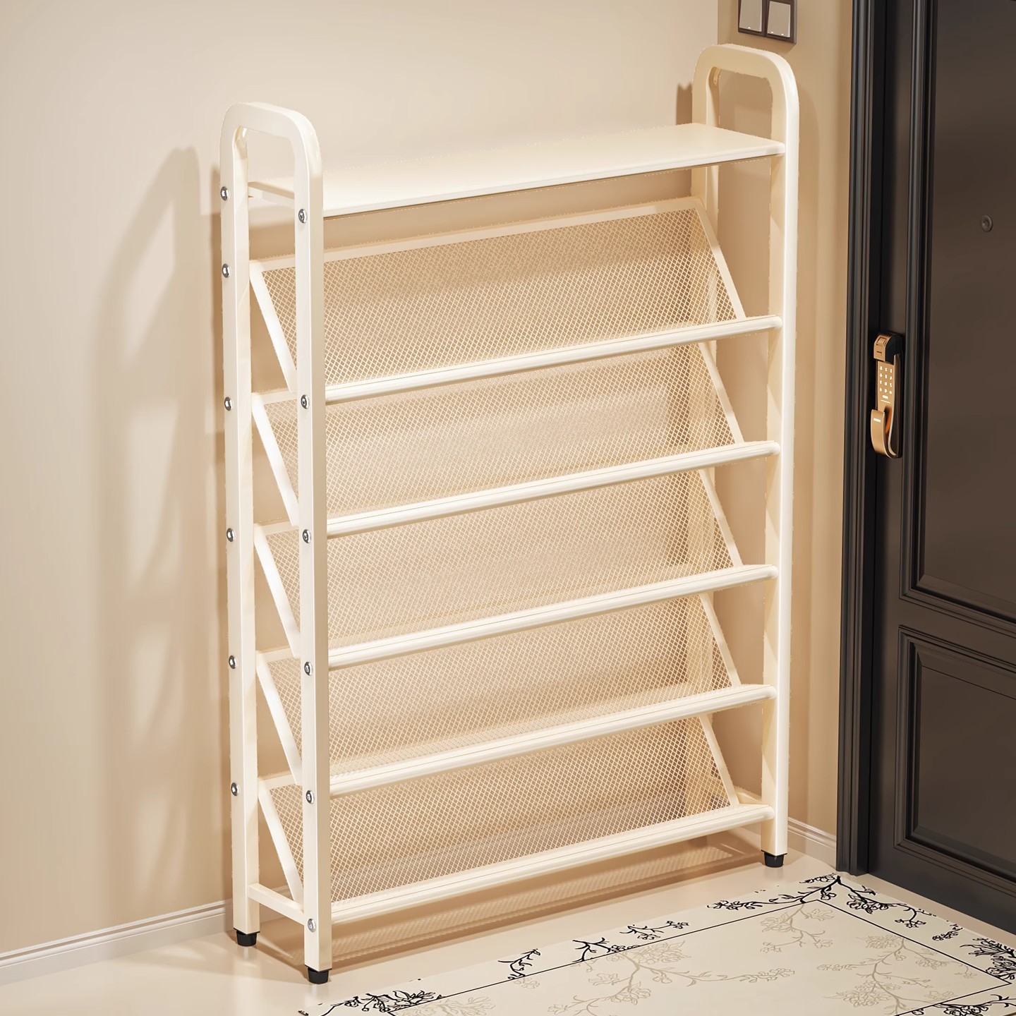5-Tier Shoe Rack Organizer With Hooks - Holds 15-20 Pairs, Space Saving Design For Entryway & Closet