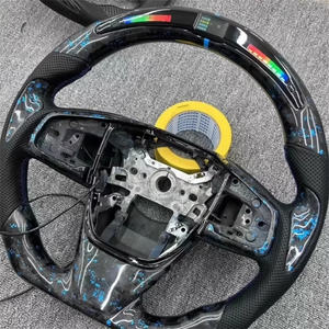 Volant de direction en cuir sport LED Accessoires de voiture pour Honda 10ème génération <span class=keywords><strong>Civic</strong></span> Accord CRV XRV Volant en fibre de carbone forgé - Product Image 1