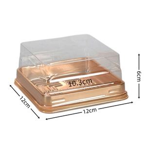 Caja de Plástico para Empacar Postres, Pasteles, Mousse, Caja Transparente para Empacar Pasteles, Base Cuadrada Dorada, Mini Caja para Pasteles con Tapa Transparente - Product Image 2
