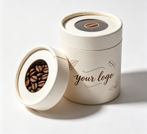 Custom Kraft Paper Tube With Clear Lid For <b>Coffee</b> Beans Recyclable Packaging Gold Foil <b>Printing</b> - Product Image 1