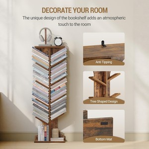 Estantería de madera transfronteriza con forma de árbol, librero estrecho de pie, para dormitorio, sala de estar, uso doméstico, estilo retro sencillo - Product Image 1