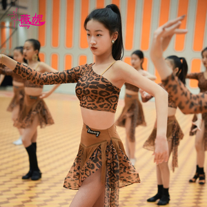 1new Design Girls Ballroom Latin Dress Leopard Print Dance Costume Stage Dance Wear Professional Latin Dance Dress Women Black - Product Image 3