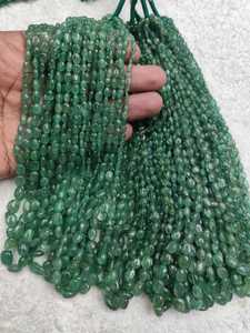 Chaîne de perles ovales vertes en pierre naturelle, perles de pierres précieuses en vrac pour la fabrication de bijoux KD GEMS & JEWELLERY India - Product Image 3