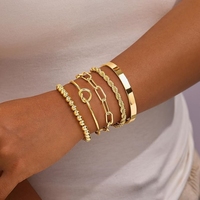 Bracelets en acier inoxydable, trombone en corde, perlé, pile de bijoux, cadeaux pour femmes, vente en gros