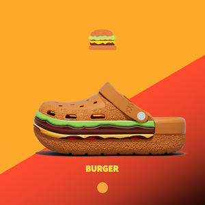 फ्रेंच फ्राइज़ बर्गर सजावट डिय क्लोग्स महिलाओं ग्रीष्मकालीन एवा आर्क समर्थन ऊंचाई का समर्थन करता है - Product Image 6