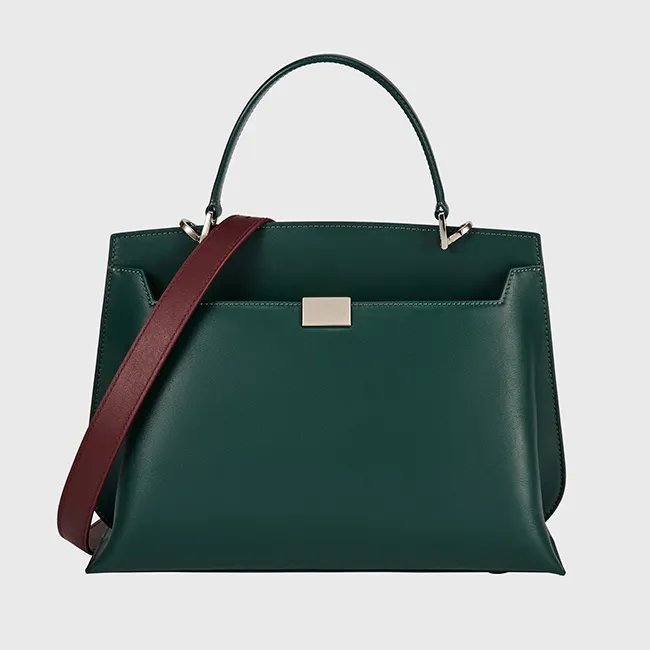 Темно-зеленая изящная износостойкая повседневная женская сумка-тоут из искусственной кожи
