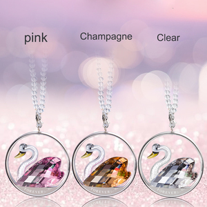 Eco-Friendly Carved Crystal Swan <b>Car</b> Hanging <b>Ornament</b> Multi-Color 65mm Brilliant Christmas & Wedding Gift Decoration - Product Image 2
