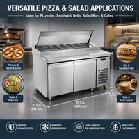 Réfrigérateur commercial en acier inoxydable pour bar à salades, table de préparation de salades, comptoir de présentation pour pizzas et sandwichs, refroidisseur de préparation