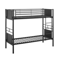 Lit superposé en métal robuste, lit en acier à double étage avec barrières de sécurité et échelle pour dortoir et chambre à coucher