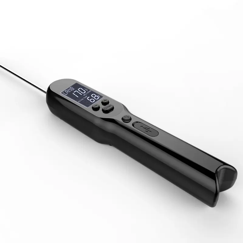 Termômetro digital instantâneo de carne, à prova d'água ipx7, dobrável, para ler, carnes, com alarme, bateria recarregável, usb