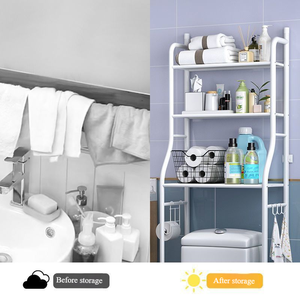 Support de <span class=keywords><strong>machine</strong></span> à <span class=keywords><strong>laver</strong></span> moderne en métal à 3 niveaux, étagère de rangement pour salle de bain au-dessus des toilettes, gain de place - Vente chaude - Product Image 4