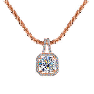 Новинка, модный простой женский инкрустированный бриллиантами кулон Taobao и AliExpress, Корейская версия ювелирных изделий, ожерелье из чистого серебра Moissan - Product Image 5