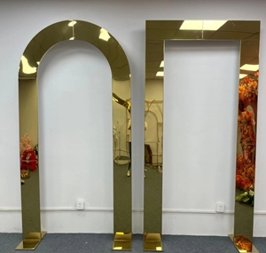 Luxe métal brillant acier inoxydable mariage arc activités Banquet décoration toile de fond or fer cadre accessoires fond support - Product Image 4