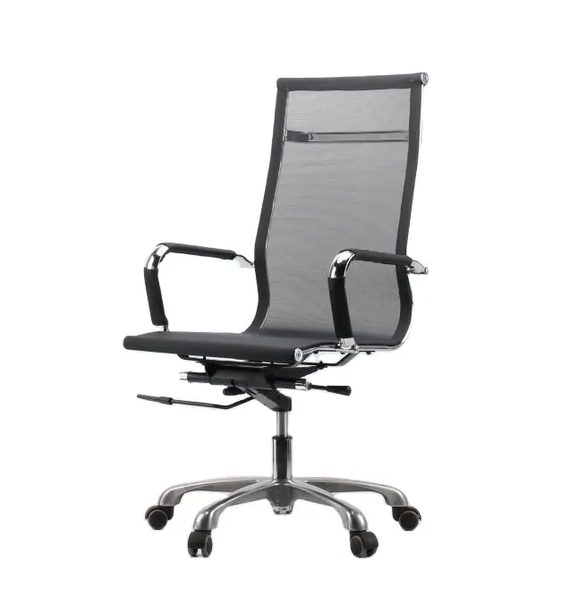 black high back aluminum polished mesh office chair