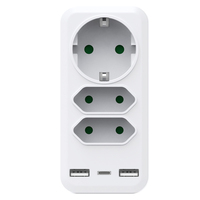 Adaptateur de prise standard européenne 1 à 3 prises, station de charge USB multi-ports pour les voyages