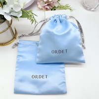 Pochette en satin de soie écologique et recyclable, résistante à l'humidité, avec cordon de serrage et logo personnalisé pour bijoux ou emballage cadeau