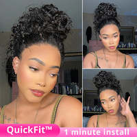 Perruque sans colle à dentelle transparente HD 360 Lace Afro bouclée, 100% cheveux humains, densité 180%, 16 pouces, pré-épilée, la plus vendue