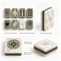 Nouvel ensemble de tuiles de Mahjong américain en acrylique gravé, thème campagne verte, avec tapis, supports et table, pour jeu d'échecs, divertissement et collection de jeux de hasard
