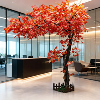 Arbre artificiel en fibre de verre, grand faux arbre d'érable rouge pour la décoration intérieure, aménagement paysager et verdure pour les projets de jardinage
