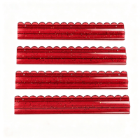 Poussoir de Mahjong en Acrylique Rouge de Noël de Luxe 20 Pouces, en Forme de U avec Bord Ondulé, Règle Portable pour Poussoir de Tuiles de Mahjong, Accessoire de Jeu