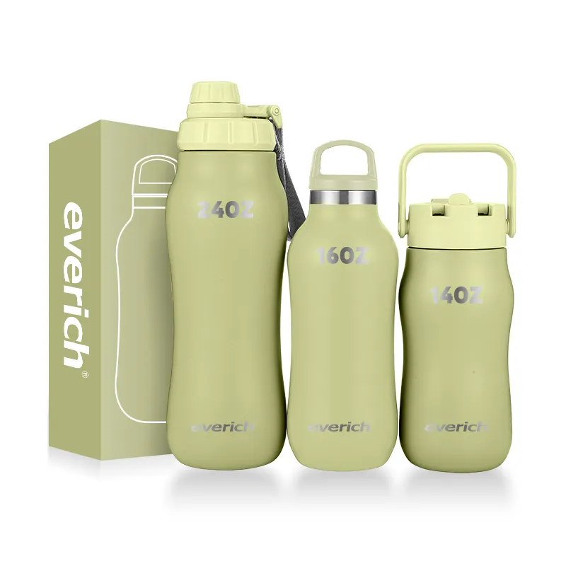 in stock everich double walled vacuum insulated stainless steel water bottle with lid and straw