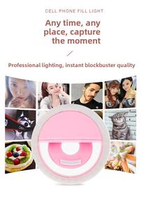 Anneau lumineux LED portable rechargeable avec trépied, 36 perles LED multicolores, taille 85 mm, pour téléphone portable/tablette, éclairage de beauté - Product Image 6