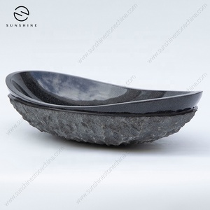 Lavabo de <span class=keywords><strong>roca</strong></span> con forma natural para exteriores, lavabo de jardín negro para lavar a mano, lavabo de piedra - Product Image 5
