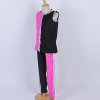Costume de danse Spandex noir rose vif garçon Costume de danse à paillettes latines brillantes Cool gland scène Performance Jazz vêtements de danse