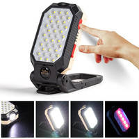 Lampe de travail COB rechargeable par USB, lampe de poche LED portable, lanterne de camping réglable et étanche, conception magnétique avec affichage de la puissance