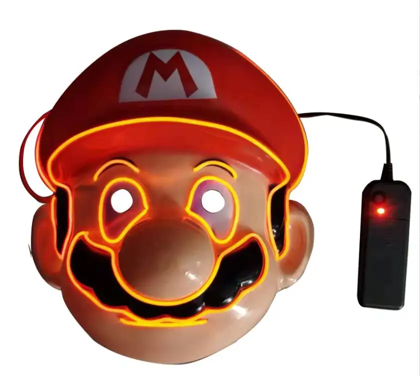 XUX หน้ากากไฟ Mario Luigi น่ารักสำหรับตกแต่งเทศกาลปาร์ตี้หน้ากาก LED สำหรับผู้ใหญ่ของตกแต่งงานปาร์ตี้ฮาโลวีน