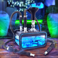 Vente en gros en usine LED Shisha Set pour narguilé en forme de carré acrylique Double Enjoyme