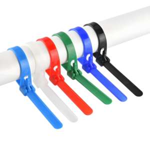 Attaches de câbles réutilisables 5x250mm certifiées CE/ROHS, attaches en nylon de haute qualité, attaches réglables 4.8x250mm, longueur 10 pouces - Product Image 1