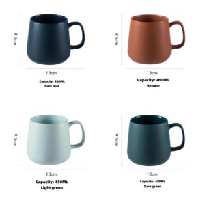 <span class=keywords><strong>Mug</strong></span> à café en <span class=keywords><strong>porcelaine</strong></span> émaillée haute température, couleur unie, style nordique, finition mate, bleu, vert, rouge, grande capacité 450 ml, idéal pour cadeau, vente en gros - Product Image 4