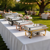 Plat à chafing rectangulaire en acier inoxydable 11L, chauffe-plats de buffet avec brûleur à alcool pour hôtels, restaurants et événements