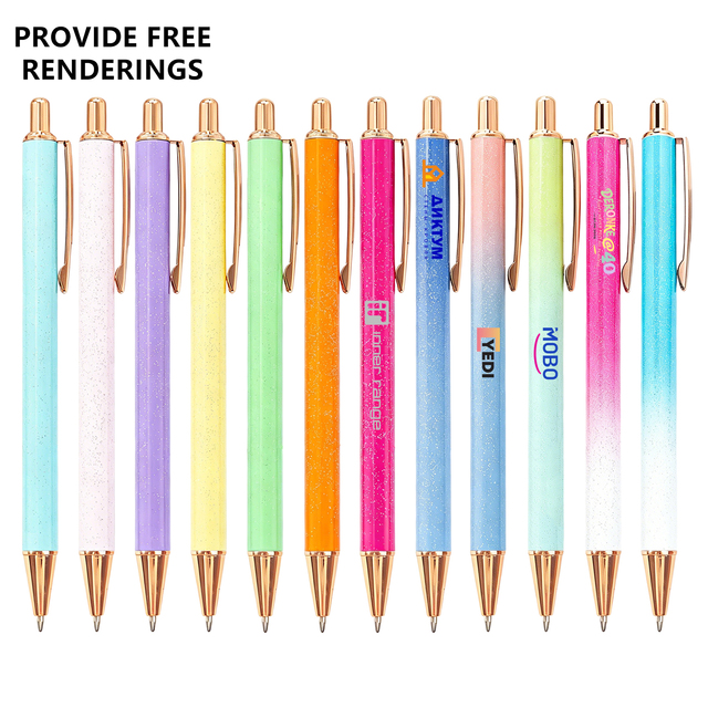 Bling Rose Gold Retractable 1.0mm UV DTF Transfer Metal Ballpoint Pen Non-Erasable Novelty Cheap Click Promotional Pen NANMU