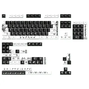 팬더 키캡 흑백 체리 프로필 139 키 PBT 더빙 Sye 키캡 PBT용 60% 61 64 68 71 75 81 기계식 키보드