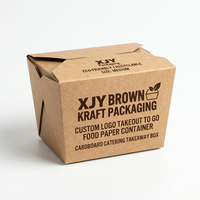 Boîte alimentaire à emporter en carton kraft brun XJY avec logo personnalisé, conteneur alimentaire en carton écologique pour la restauration et l'emballage des restaurants