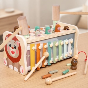 Juguete Montessori de Madera: <span class=keywords><strong>Martillo</strong></span> de Golpeo, Xilófono, Pesca de Gusanos y Caja de Juguetes para Bebés y Niños Pequeños - Regalo Educativo Temprano - Product Image 4