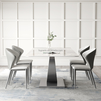 Meubles de salle à manger de luxe Nordic Light 8 places ensemble de table à manger en acier inoxydable pour restaurant