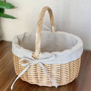 Cesto da Picnic Ovale Rustico in Vimini Naturale Ecologico Portatile con Manico per Shopping, Confezioni Regalo Floreali e Raccolta - Product Image 4