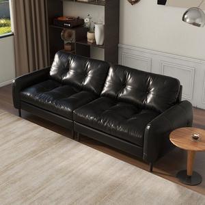 Sofá de una Plaza de Cuero Encerado Estilo Italiano Minimalista de Lujo Ligero para Sala de Estar, Diseño <span class=keywords><strong>Brooklyn</strong></span>, Arte en Cuero, Foshan - Product Image 2