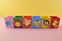 Porte-stylo en bois de dessin animé mignon coloré, conteneur de papeterie pour la maternelle, l'école primaire, porte-stylo pour enfants