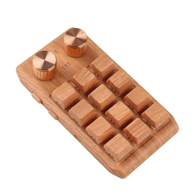 One Handed Gaming Keyboard with 12 Programmable Keys 2 Knobs RGB USB/Bluetoothcompatible Mini Mechanical Keypad Portable
