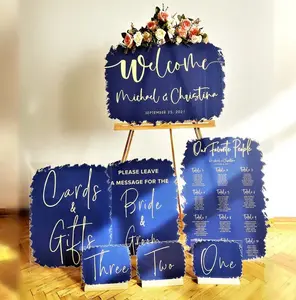 Custom Acrylic Wedding Signs Set Bundle Package Create Your Package Clear Acrylic Painted For Wedding Modern Wedding Decor