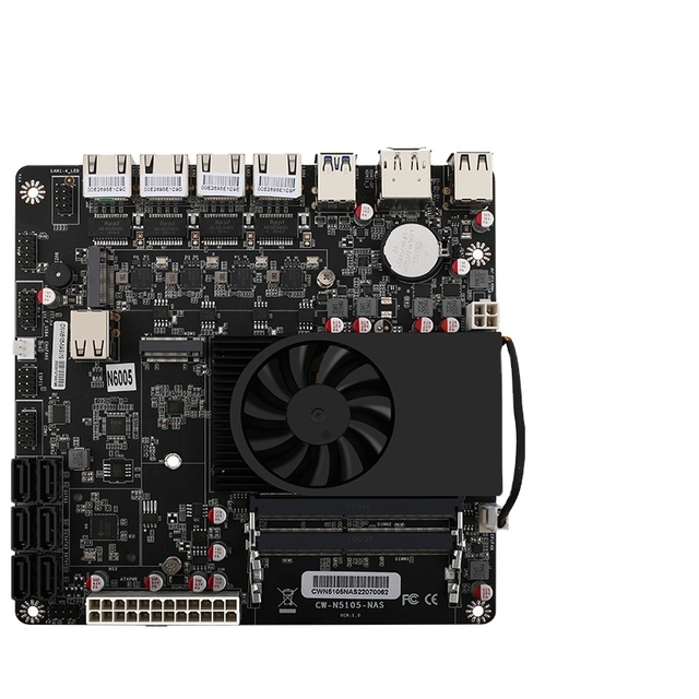 Pen-tium N6005 Industrial NAS Motherboard Firewall Routing 4x Inte1 I226-V LAN 2*M.2 NVMe 6*SATA3.0 2*DDR4 DP1.4 HD2.0 Mini ITX