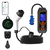 Cargador Portátil para Vehículos Eléctricos de 7kW, 32A, Tipo 2, Enchufe CEE y Adaptador Brasileño de 20A, para Uso en Interiores y Exteriores, Nuevo, Estaciones de Carga Portátiles
