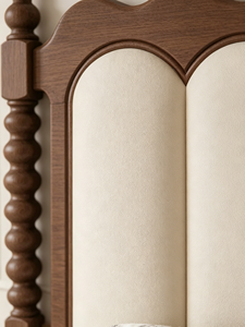 Traditional Upholstered Wooden <b>Bed</b> <b>Frame</b> Queen Size Fabric Headboard Soft <b>Bed</b> with Arched Design - Product Image 3