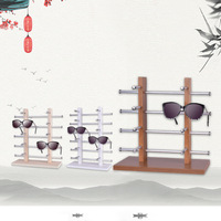 Présentoir de comptoir double rangée pour lunettes, support de rangement de bureau en bois texturé pour magasins d'optique, présentoir de lunettes de soleil, Chine