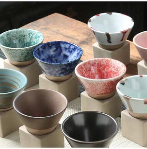 Vente en gros d'usine, tasses à expresso vintage en céramique japonaise grossière, 100 ml, forme d'entonnoir créative, faites à la main, durables, multi-usages - Product Image 2